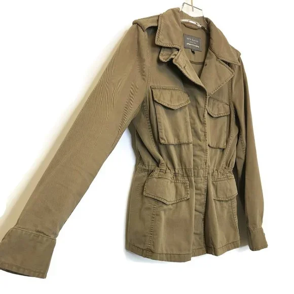 New Haven Supply Chino Jacket XS Tan Twill Cargo Pockets Cinch Waist - Picture 4 of 13